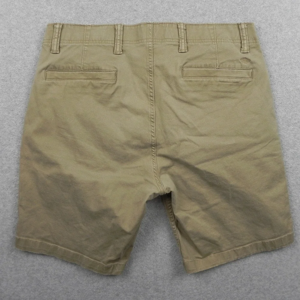 Dockers Chino Shorts Mens 34 Khaki Tan Stretch Cotton Flat Front Casual Walking